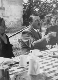 Adolf Hitler at lunch break between Coburg and Nuremberg